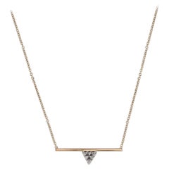 14k Gold Zoë Chicco Bar Triangle Diamond Pendant Necklace