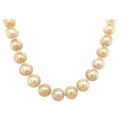 14K Golden South Sea Pearl 9-10mm Strand Necklace 18.5"