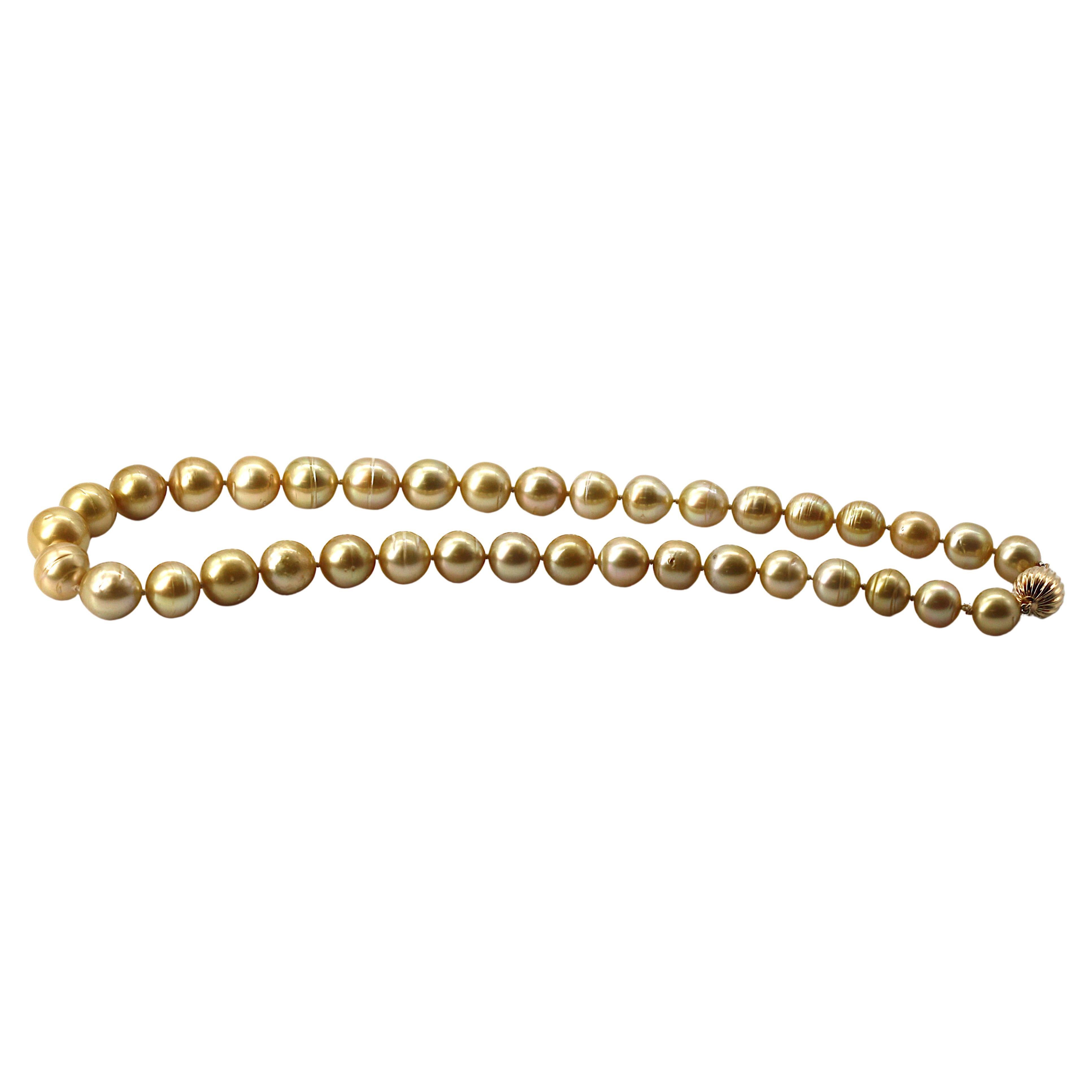 Mikimoto Large Golden South Sea Pearl Diamond Yellow Gold Necklace at ...