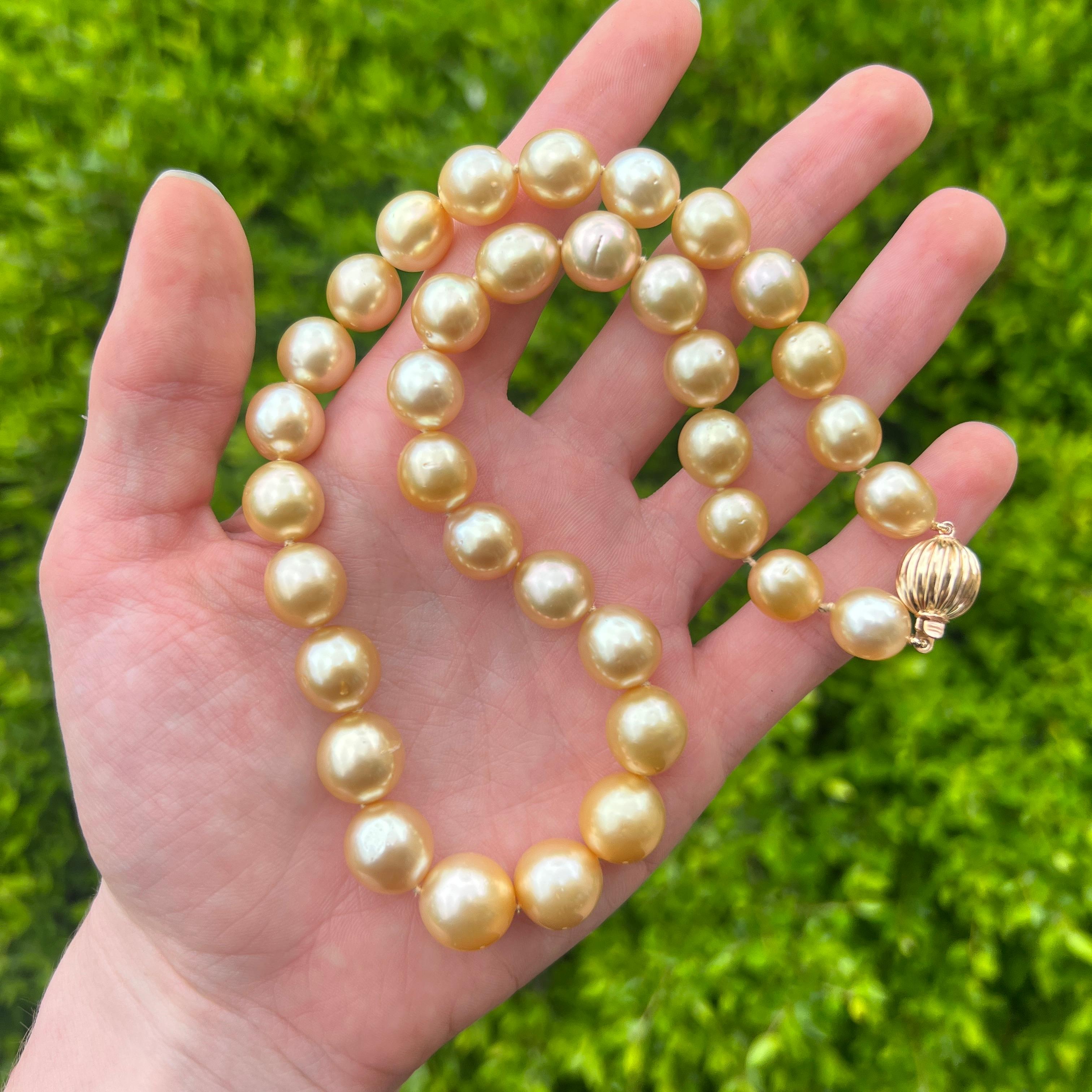 Uncut 14k Golden South Seas Pearl Necklace