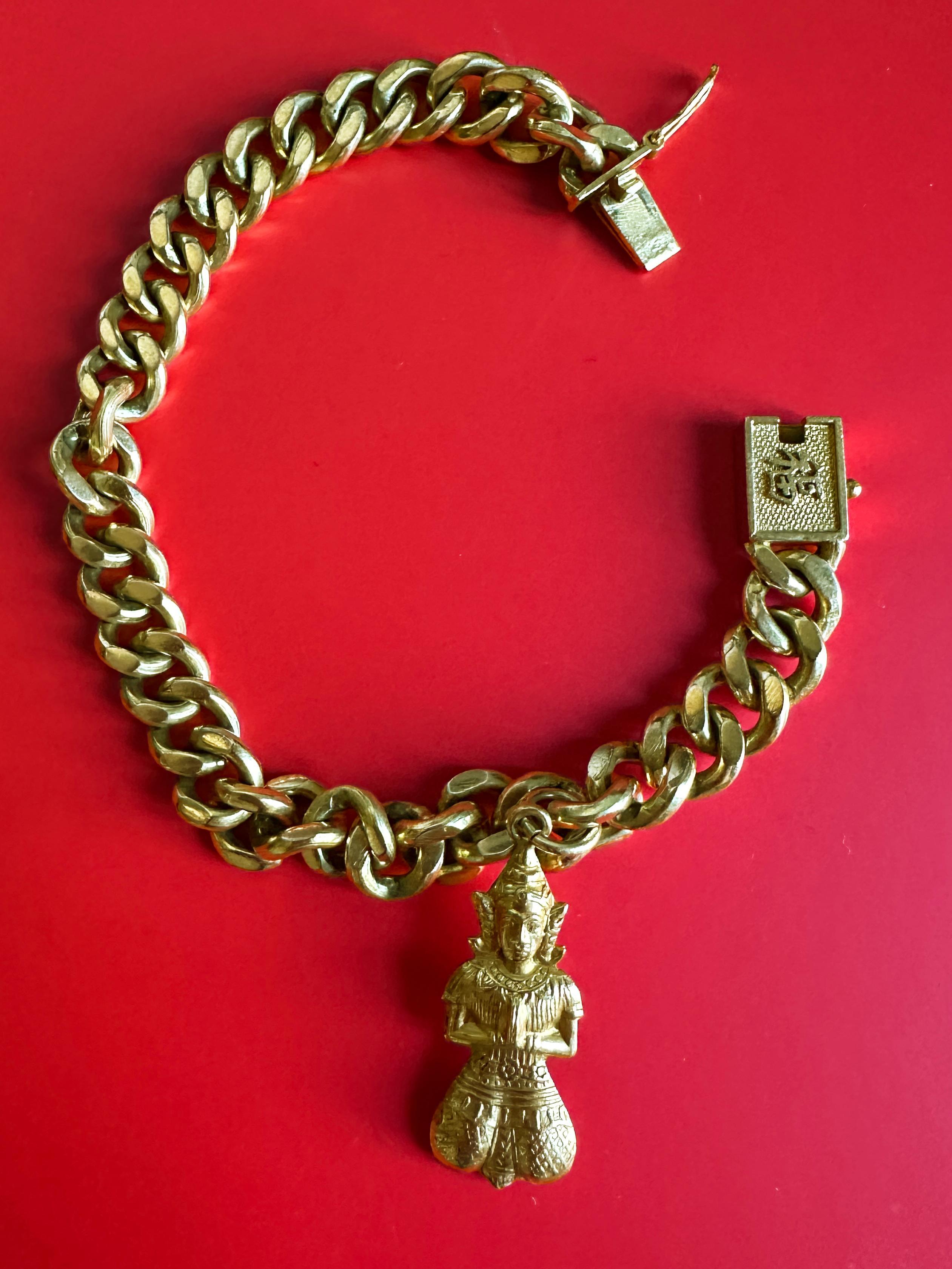 Women's 14k Good Fortune Bracelet with Chinese Character For Sale