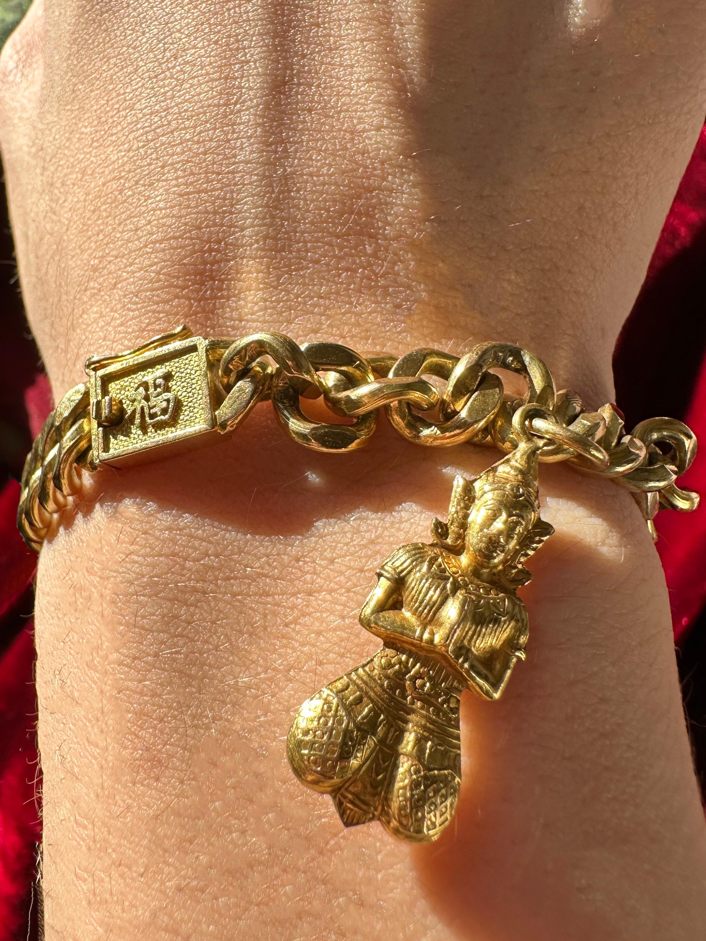 Pulsera de la Buena Fortuna de 14 quilates con caracteres chinos 3