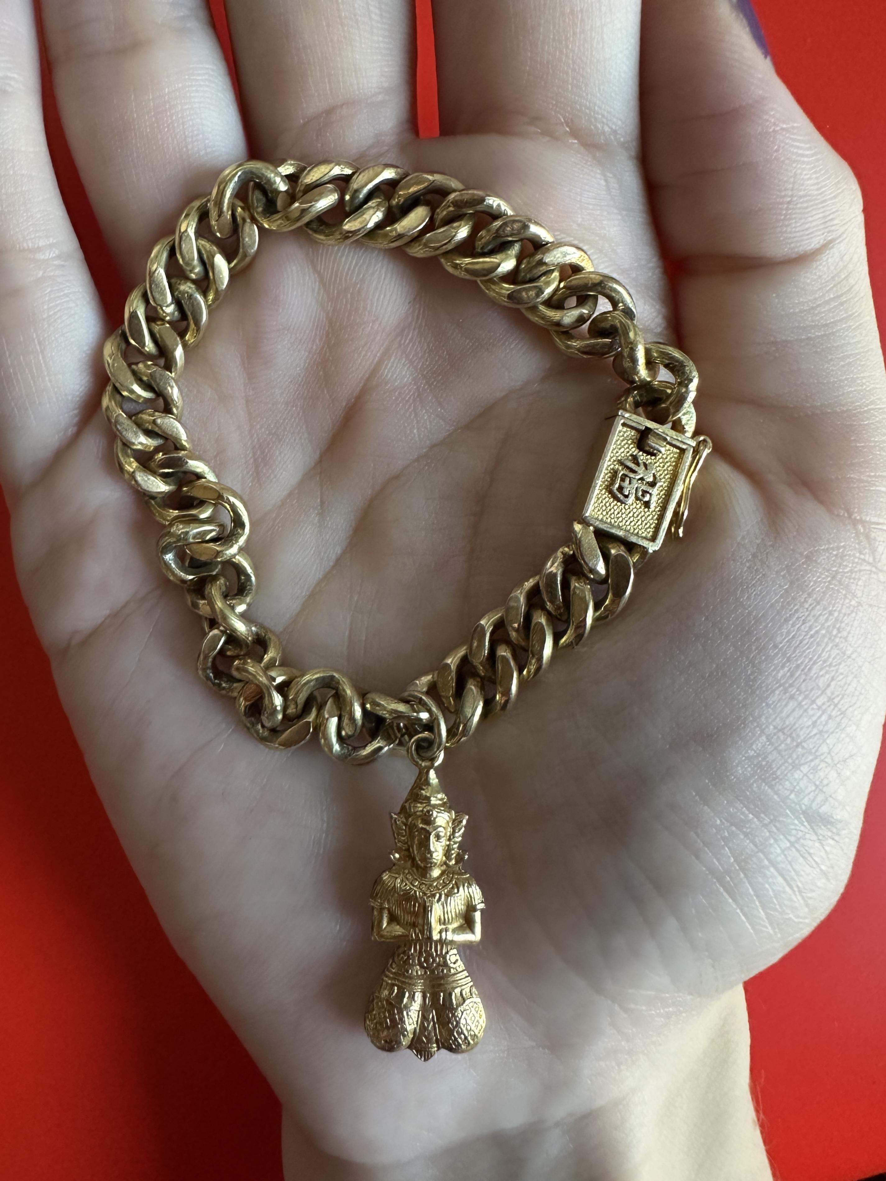 14k Good Fortune Bracelet with Chinese Character For Sale 4