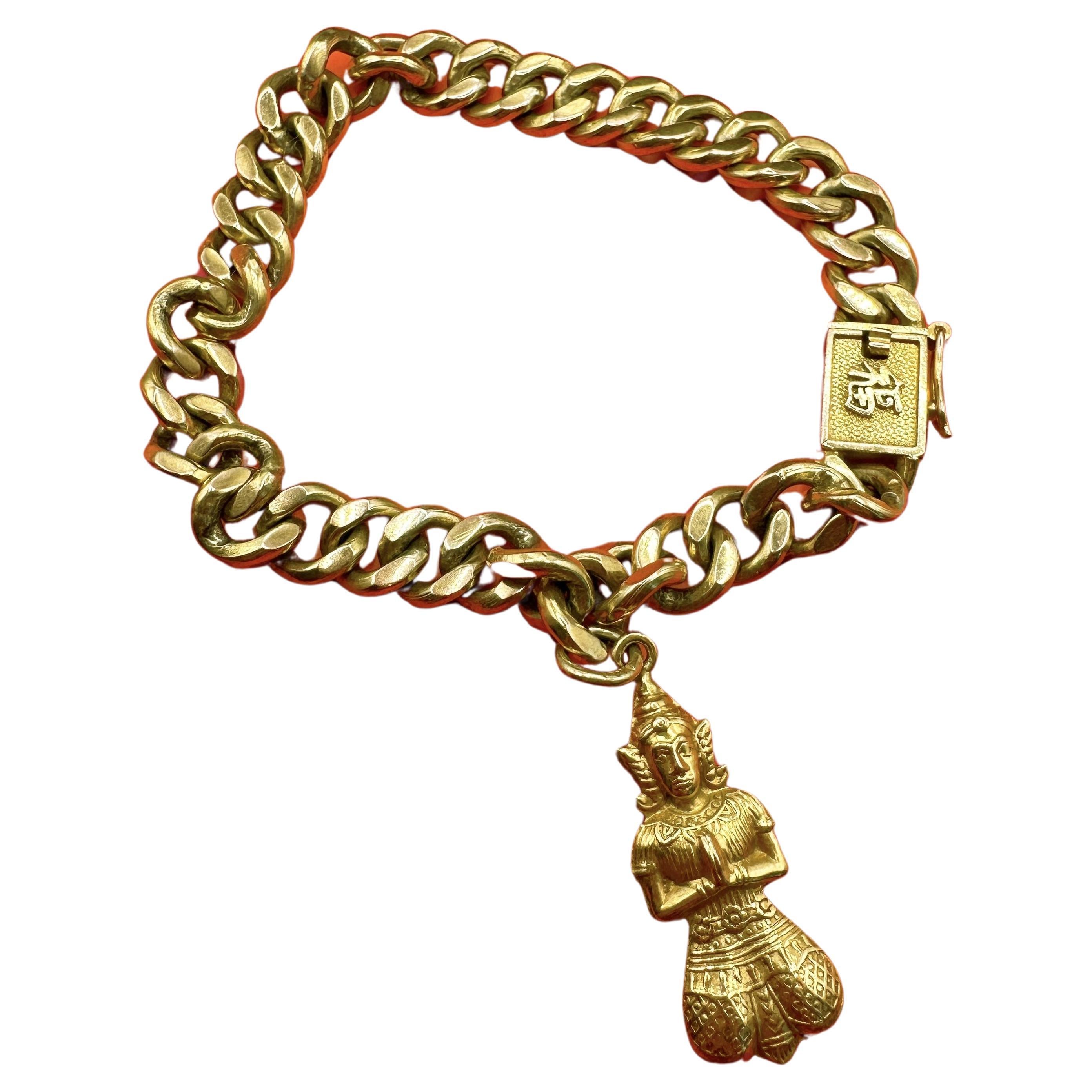 14k Good Fortune Bracelet with Chinese Character For Sale