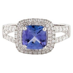 Superbe bague cocktail 14 carats avec tanzanite et diamants