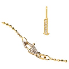 14k Gothic “L” Initial Pendant on Ball Chain with Custom Diamond Clasp
