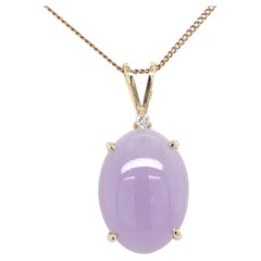 14K "Grade A" 36.74 carat Lavender Jadeite Jade Pendant with Report