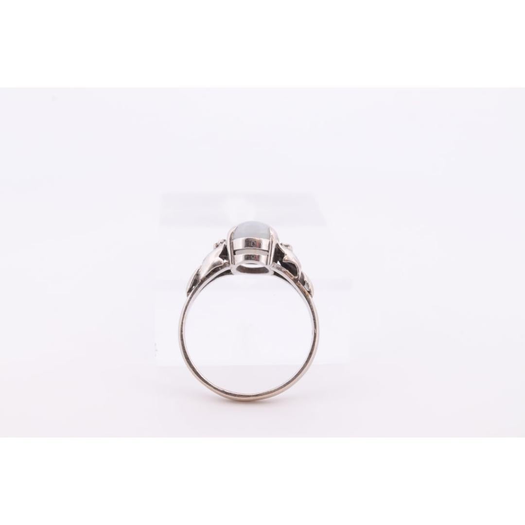 Ovaler Cabochon-Ring aus 14 Karat grauem, echtem Saphir mit Sternmuster. Ovaler Cabochon-Saphir-Krappenschliff im Angebot 3