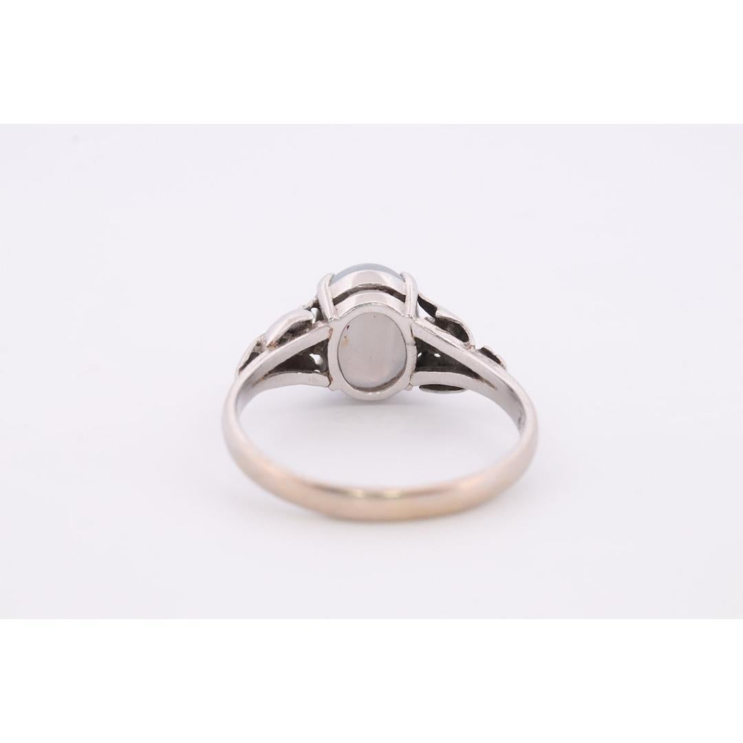 Ovaler Cabochon-Ring aus 14 Karat grauem, echtem Saphir mit Sternmuster. Ovaler Cabochon-Saphir-Krappenschliff im Angebot 4
