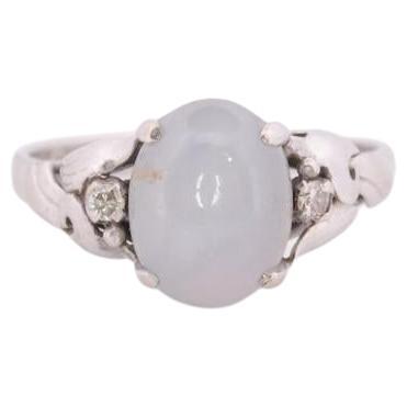 14k Gray Star Genuine Sapphire Oval Cabochon ring. Oval Cabochon sapphire prong