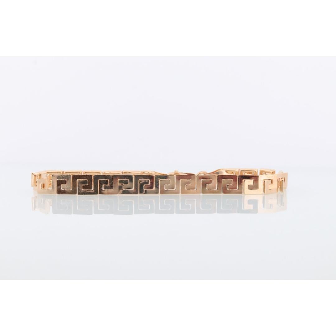 Women's 14K Greek KEY Chain Bracelet. 14k Yellow Gold Polished Greek Key chain bracelet.