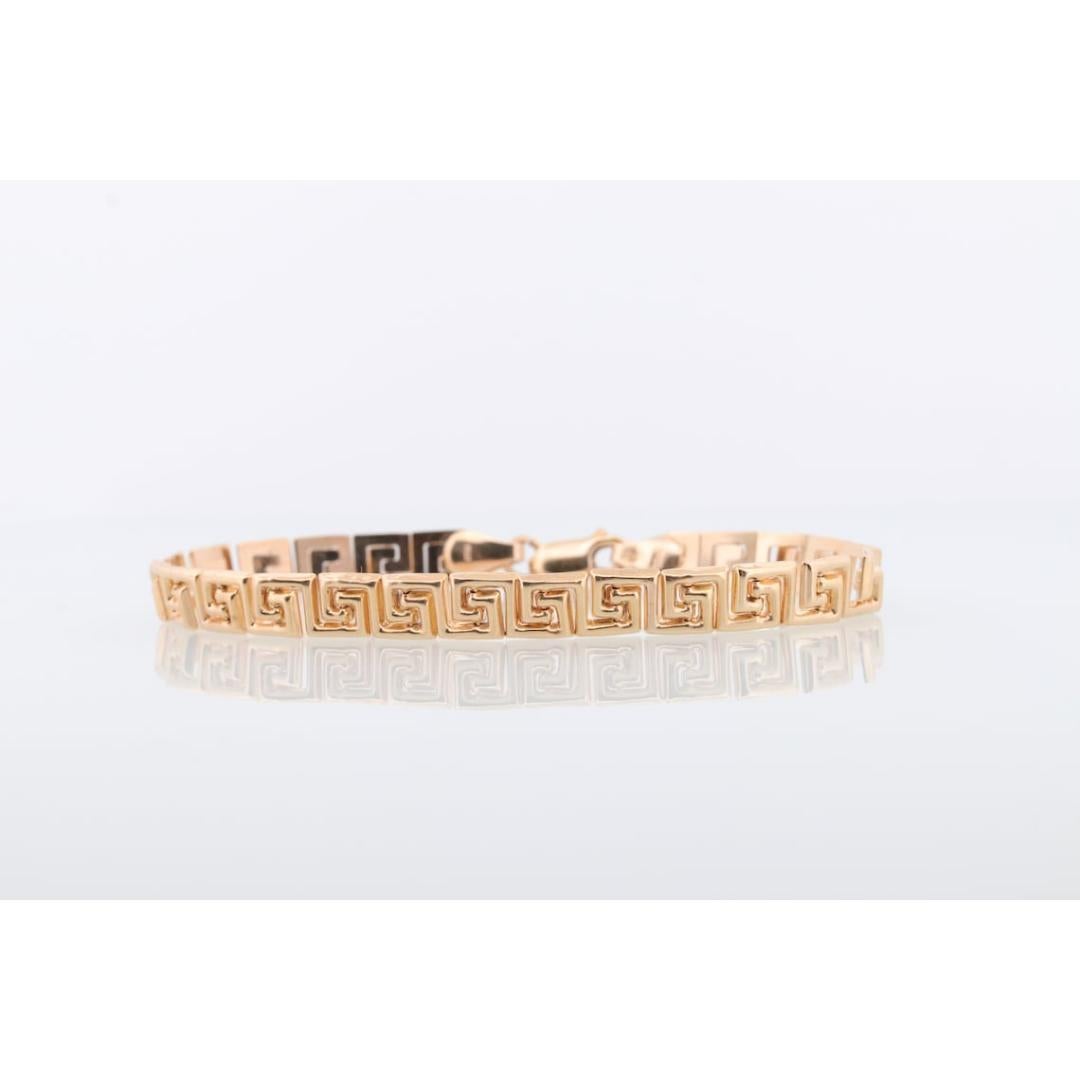 14K Greek KEY Chain Bracelet. 14k Yellow Gold Polished Greek Key chain bracelet. 1