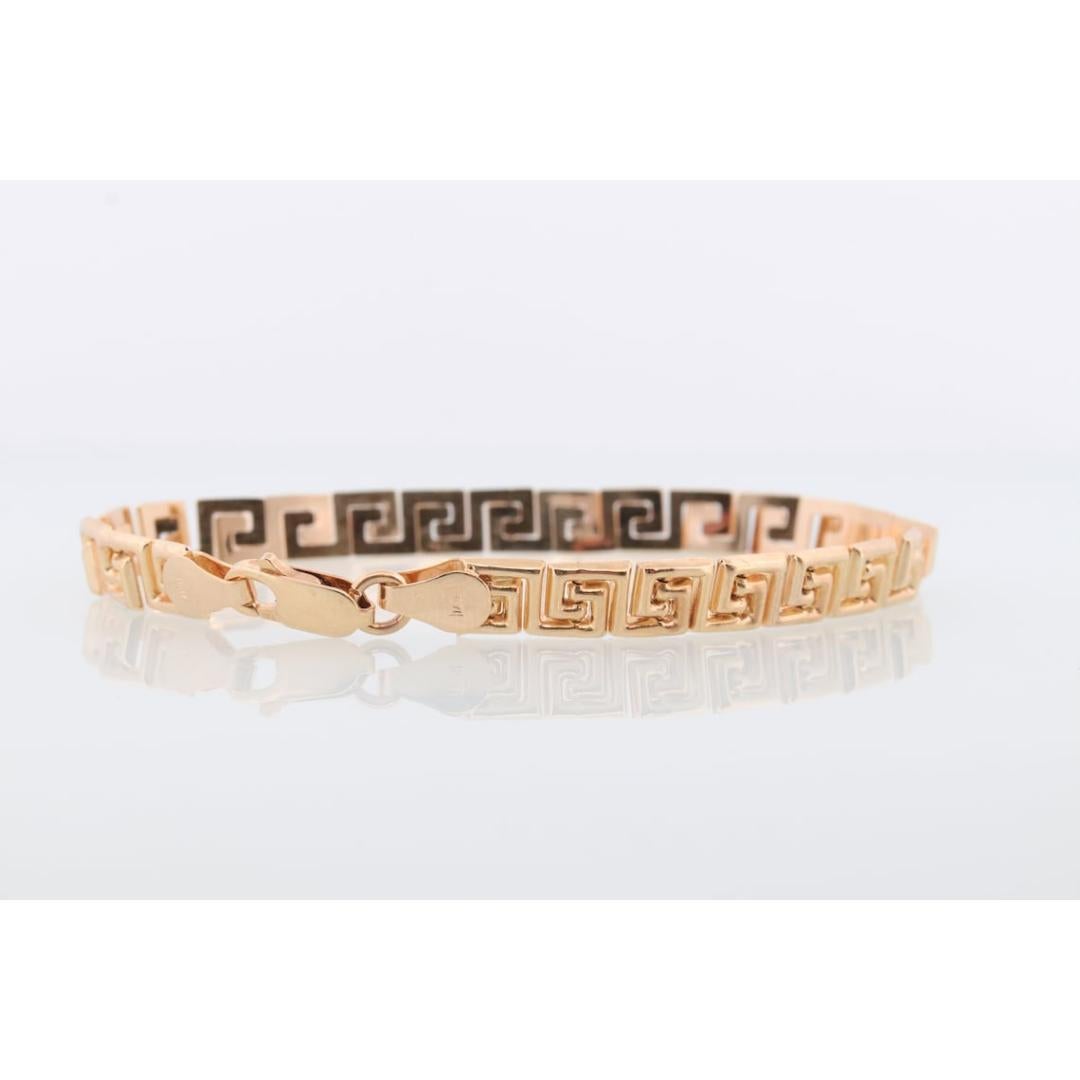 14K Greek KEY Chain Bracelet. 14k Yellow Gold Polished Greek Key chain bracelet. 2