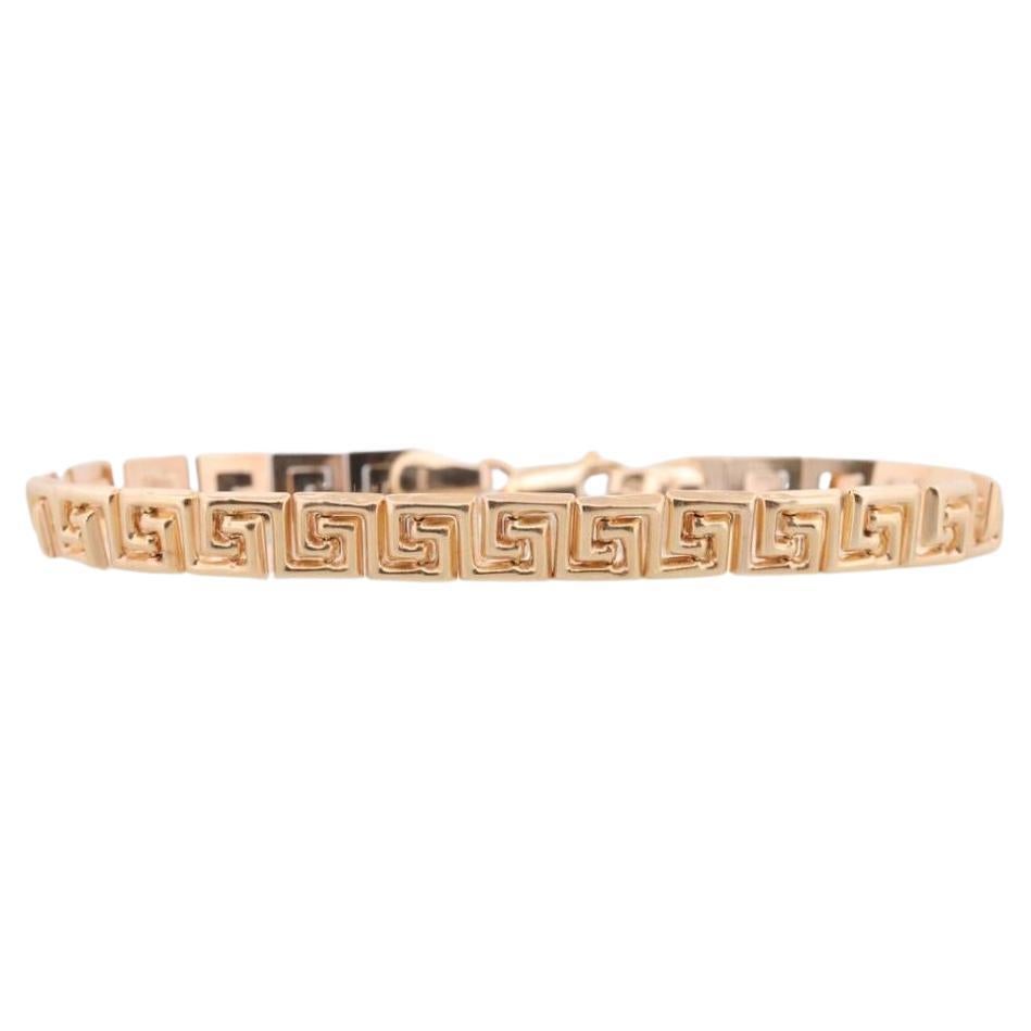14K Greek KEY Chain Bracelet. 14k Yellow Gold Polished Greek Key chain bracelet.