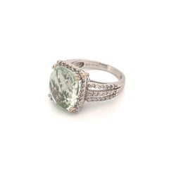 14K Green Amethyst & Diamond Ring