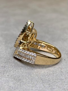 14K Green Tourmaline Baguette Diamond Leaf Cocktail Ring 3.75ctw Sz 6.25