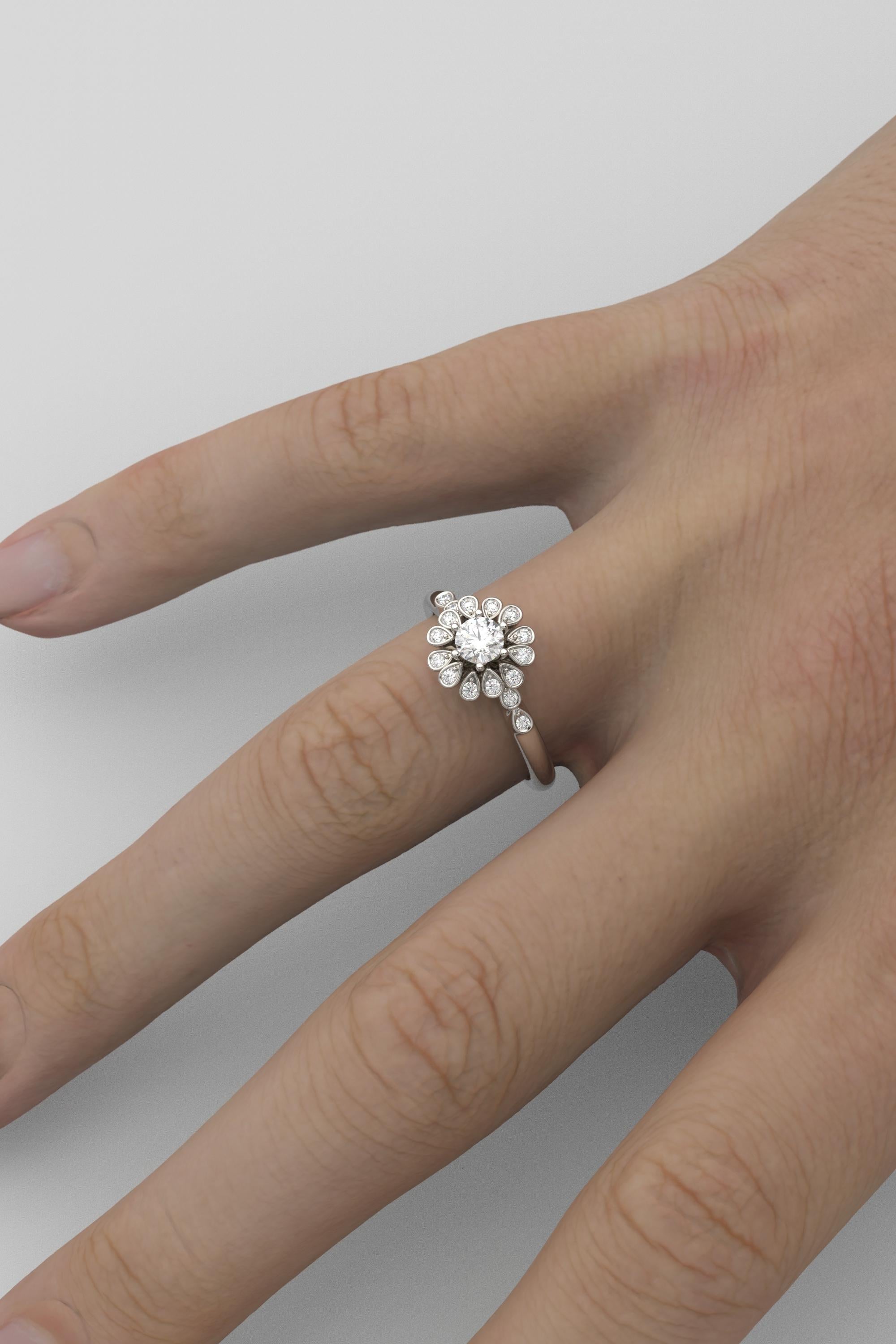 En vente :  Bague de fiançailles en diamant halo 14 carats avec diamant central certifié GIA de 0,32 carat 13
