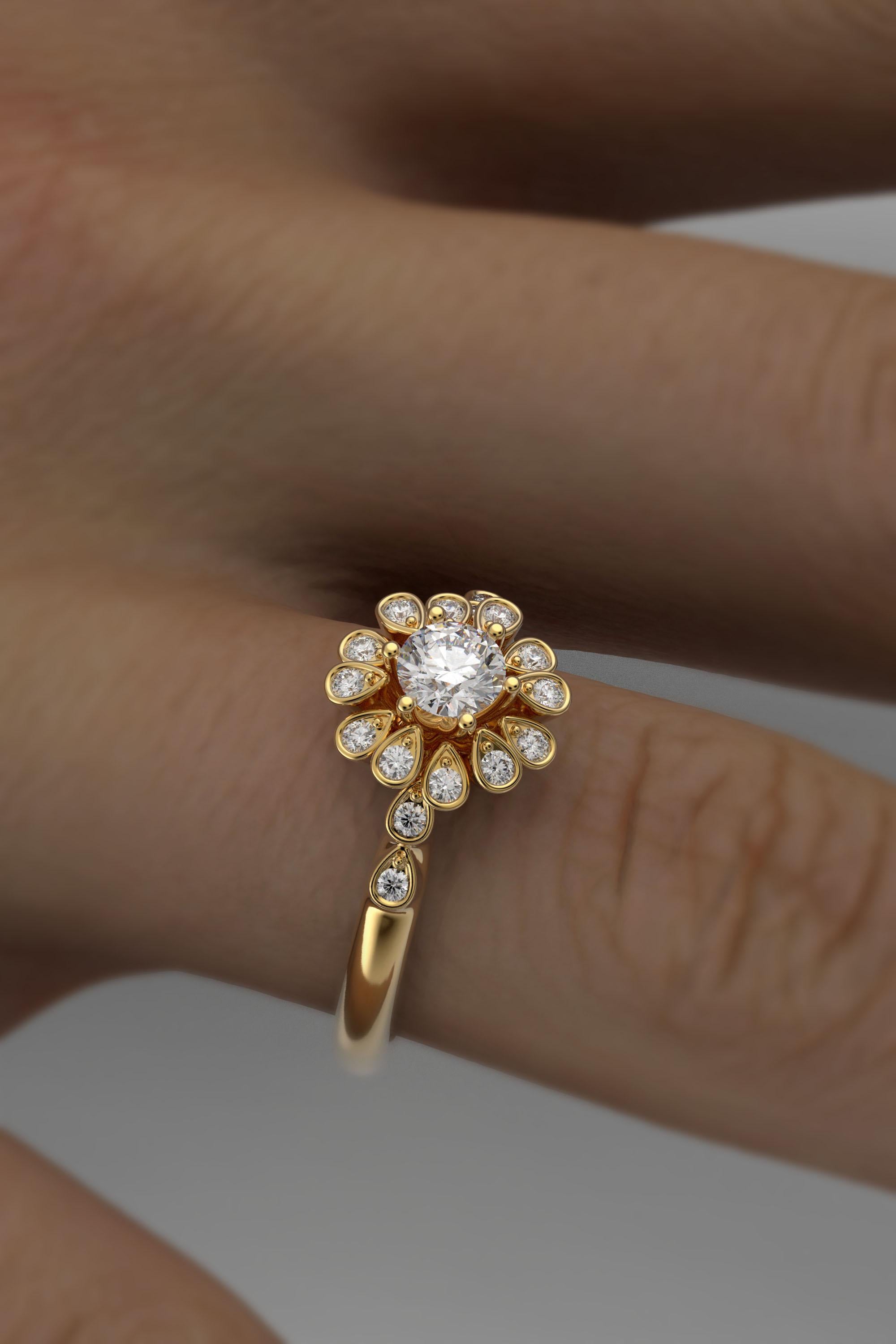 En vente :  Bague de fiançailles en diamant halo 14 carats avec diamant central certifié GIA de 0,32 carat 4