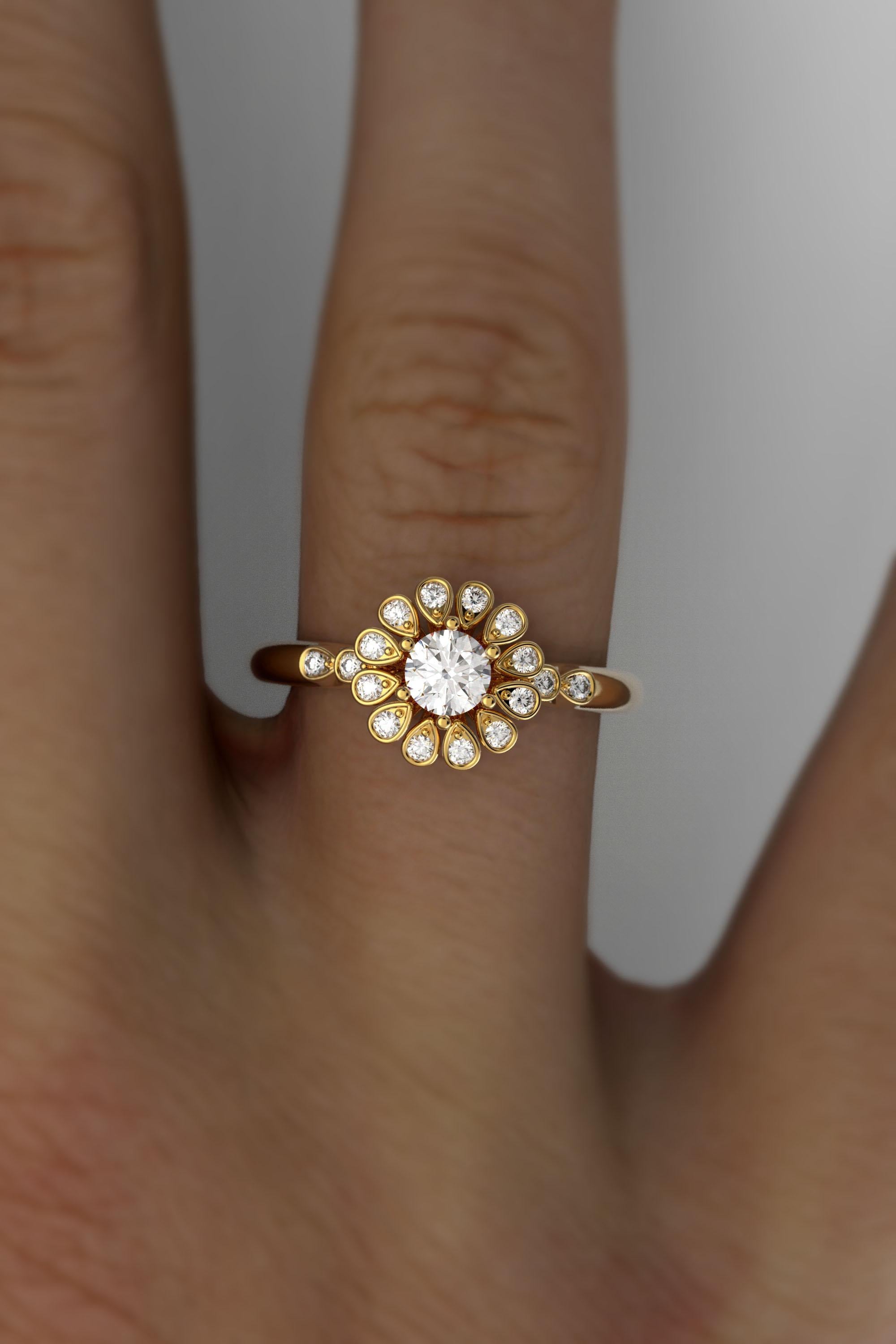 En vente :  Bague de fiançailles en diamant halo 14 carats avec diamant central certifié GIA de 0,32 carat 5