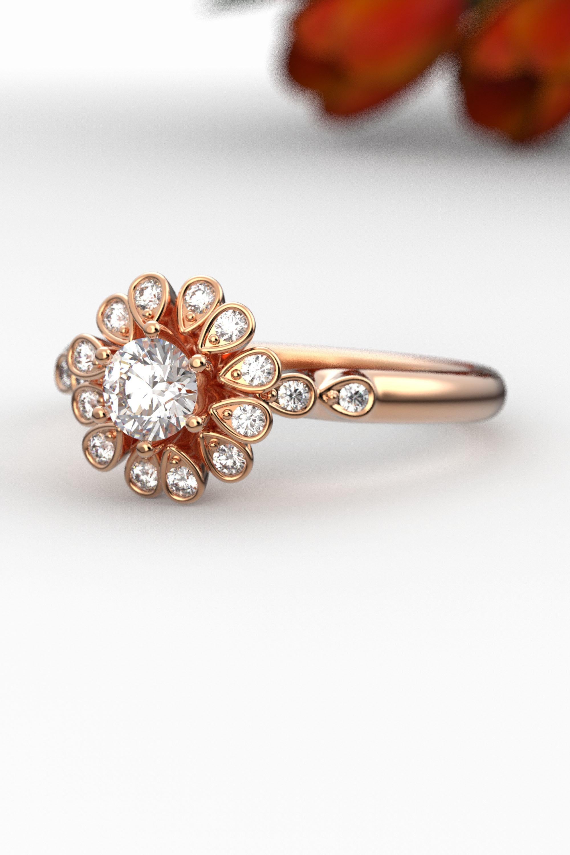En vente :  Bague de fiançailles en diamant halo 14 carats avec diamant central certifié GIA de 0,32 carat 7