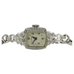 14k Hamilton Diamond Watch. Vintage Ladies Hamilton Classic String Wristwatch