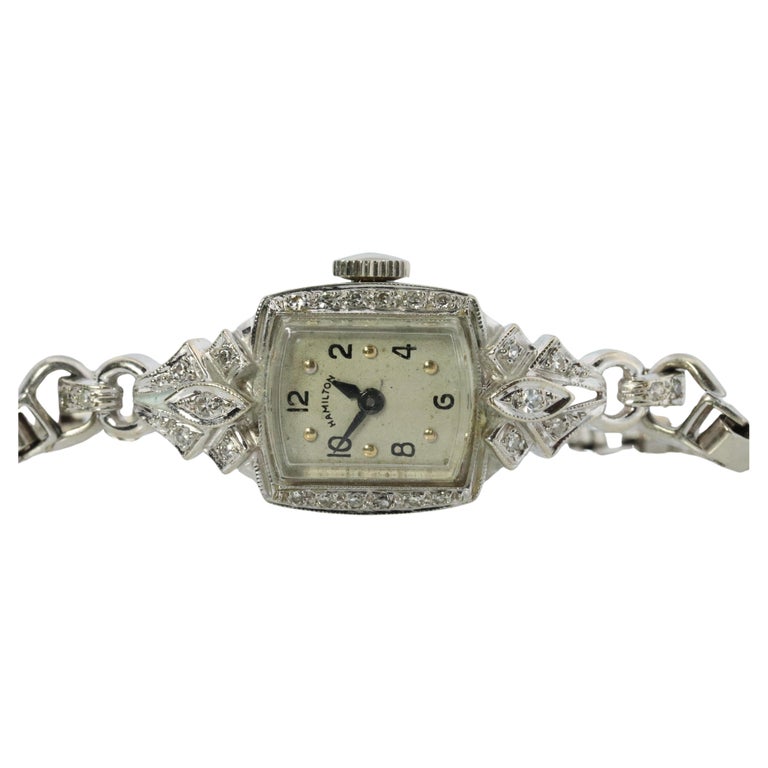 Vintage Hamilton watch. Diamonds on the band.  Small scratch on face great shape s-l400.jpg main image 2