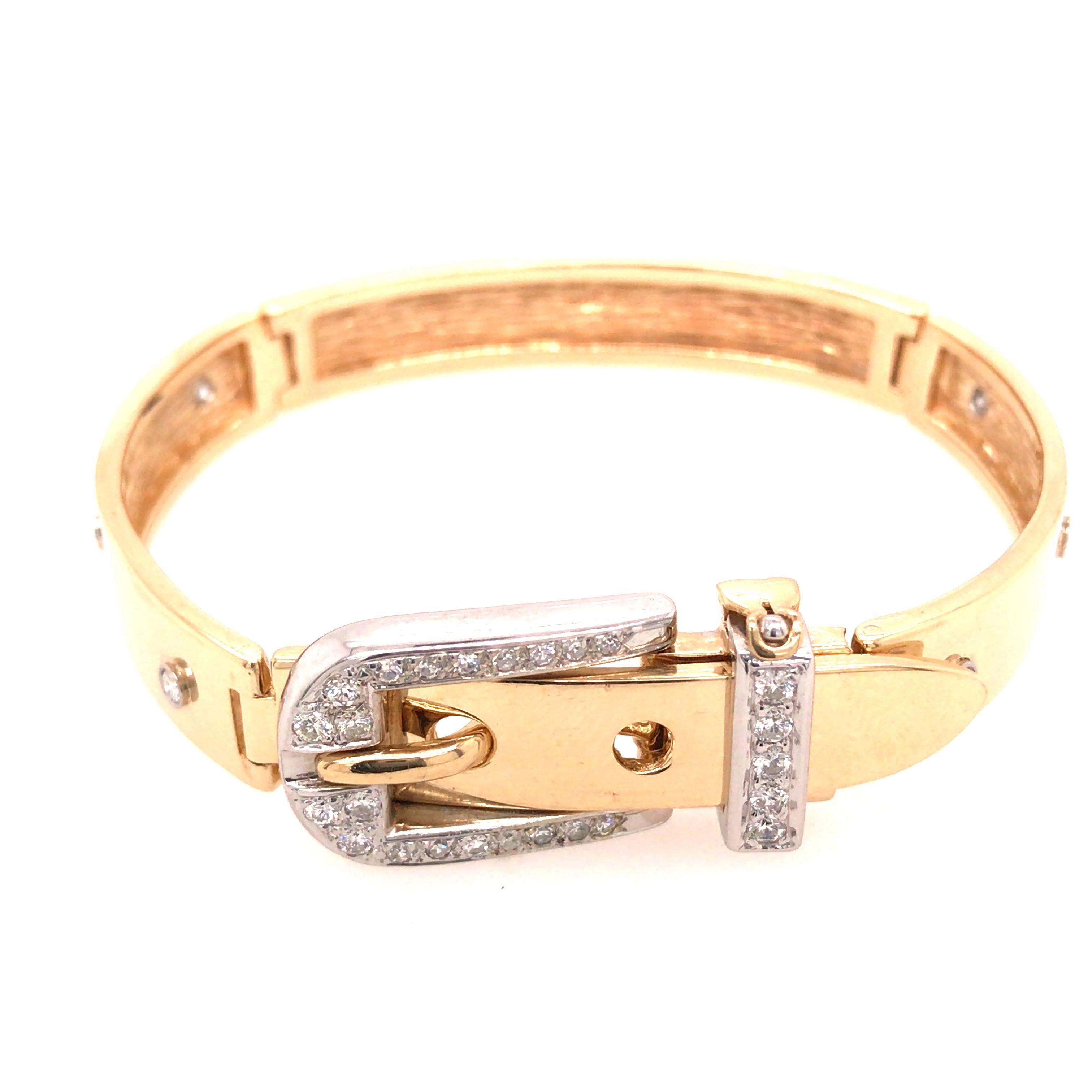 14K Hammerman Brothers Diamond Buckle Bracelet Two-Tone Gold In Good Condition In Boca Raton, FL