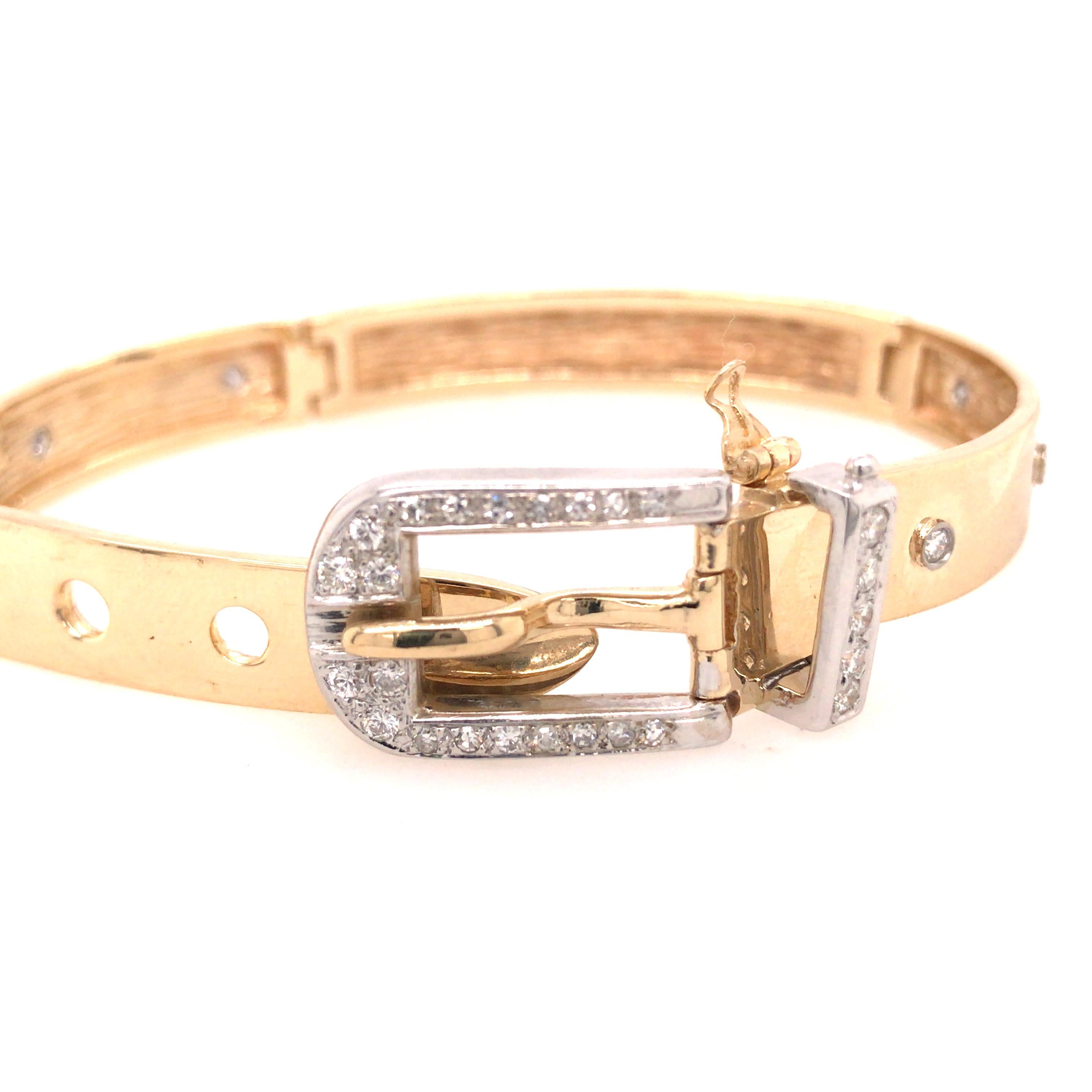 Women's 14K Hammerman Brothers Diamond Buckle Bracelet Two-Tone Gold