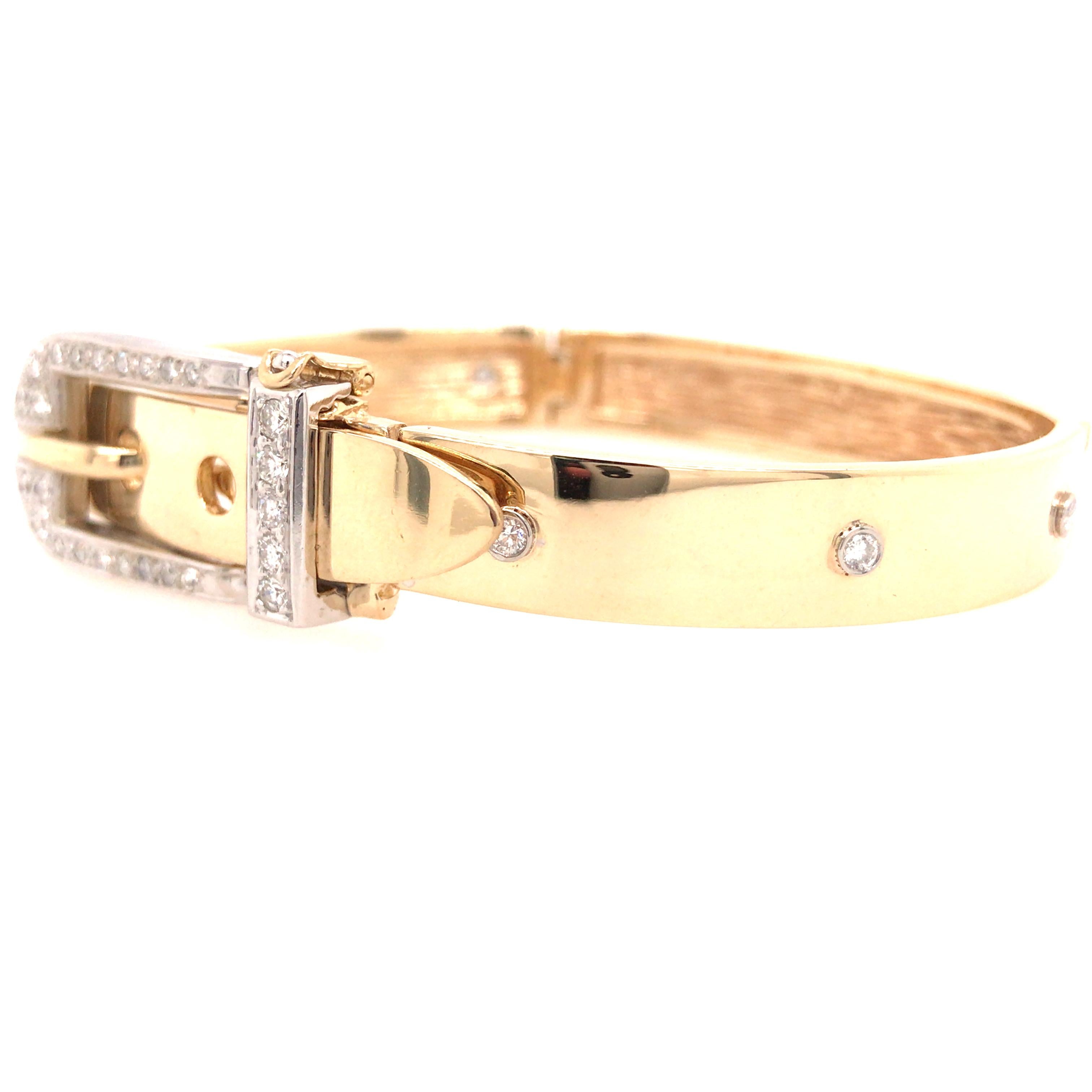 14K Hammerman Brothers Diamantschnalle-Armband Gelbgold im Zustand „Gut“ in Boca Raton, FL