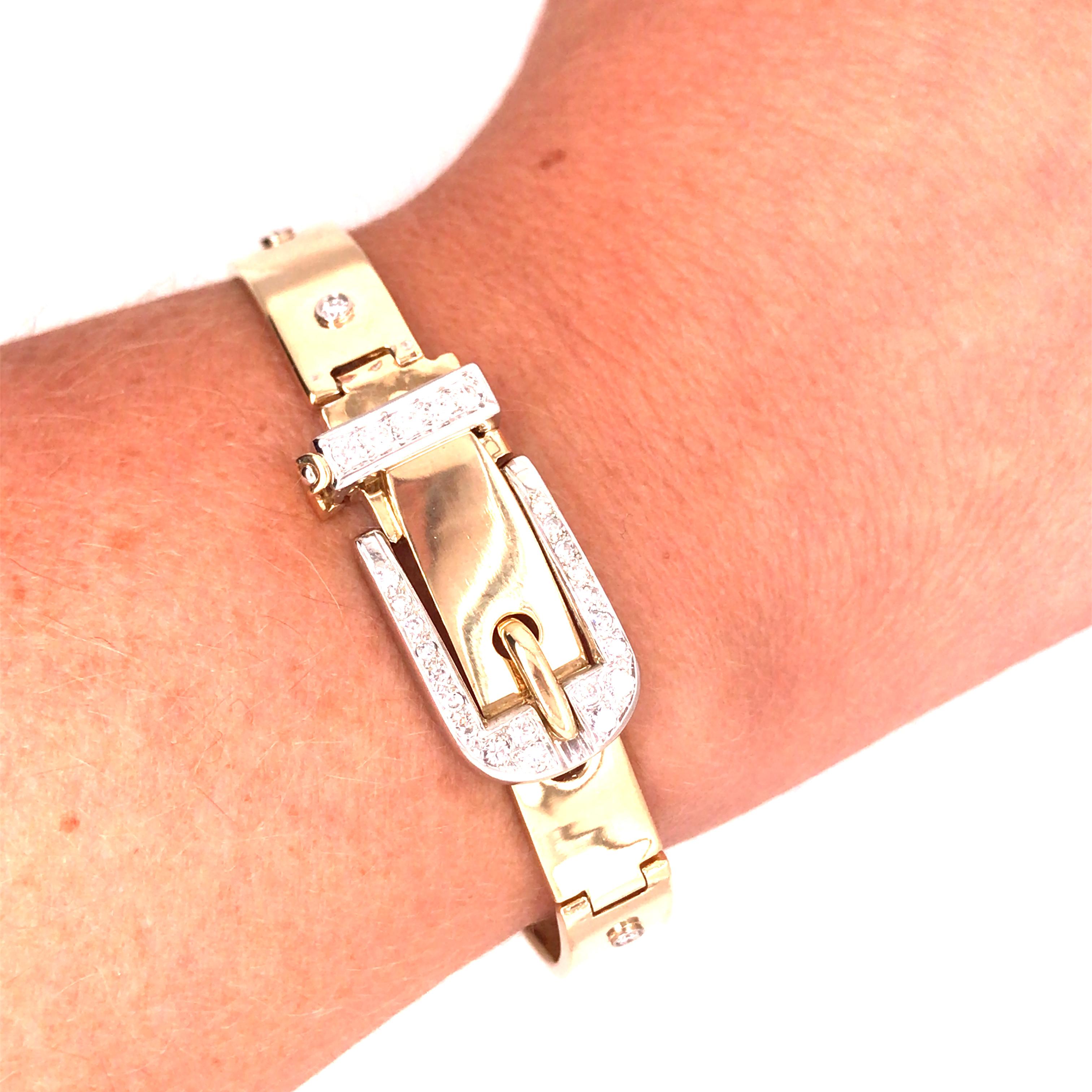 14K Hammerman Brothers Diamantschnalle-Armband Gelbgold 4