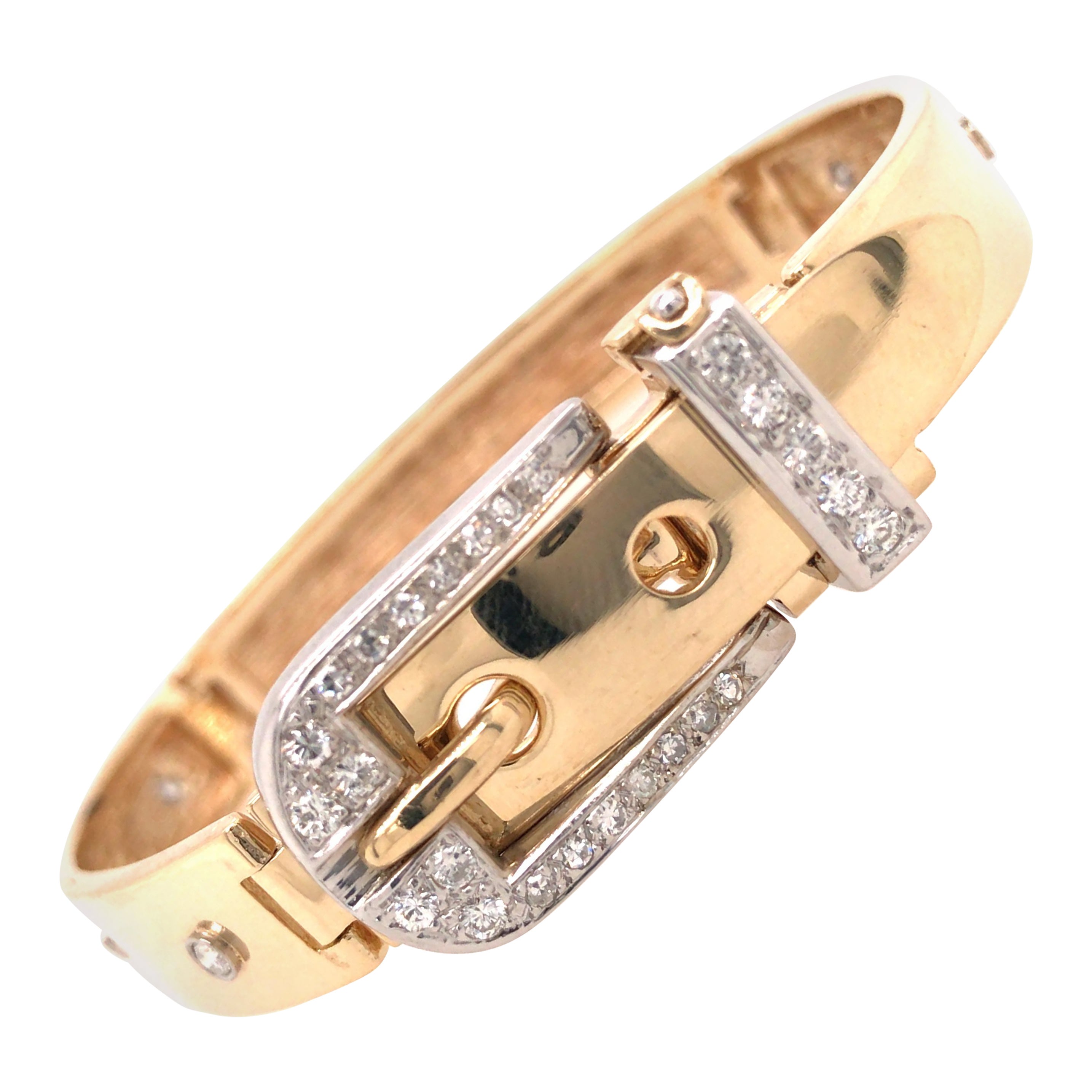 14K Hammerman Brothers Diamantschnalle-Armband Gelbgold
