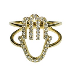 14K Hamsa Natural Diamond Ring