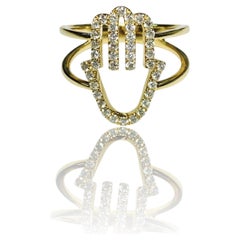 14K Hamsa Natürlicher Diamant Ring