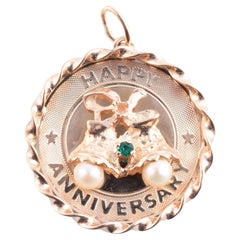 14K Pendentif ou charme Joyeux Anniversaire