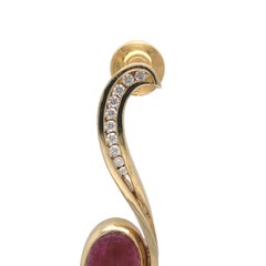 14K Harry Roa Large Modernist Tie Tack Pin with Diamonds and Cabochon Gemstone