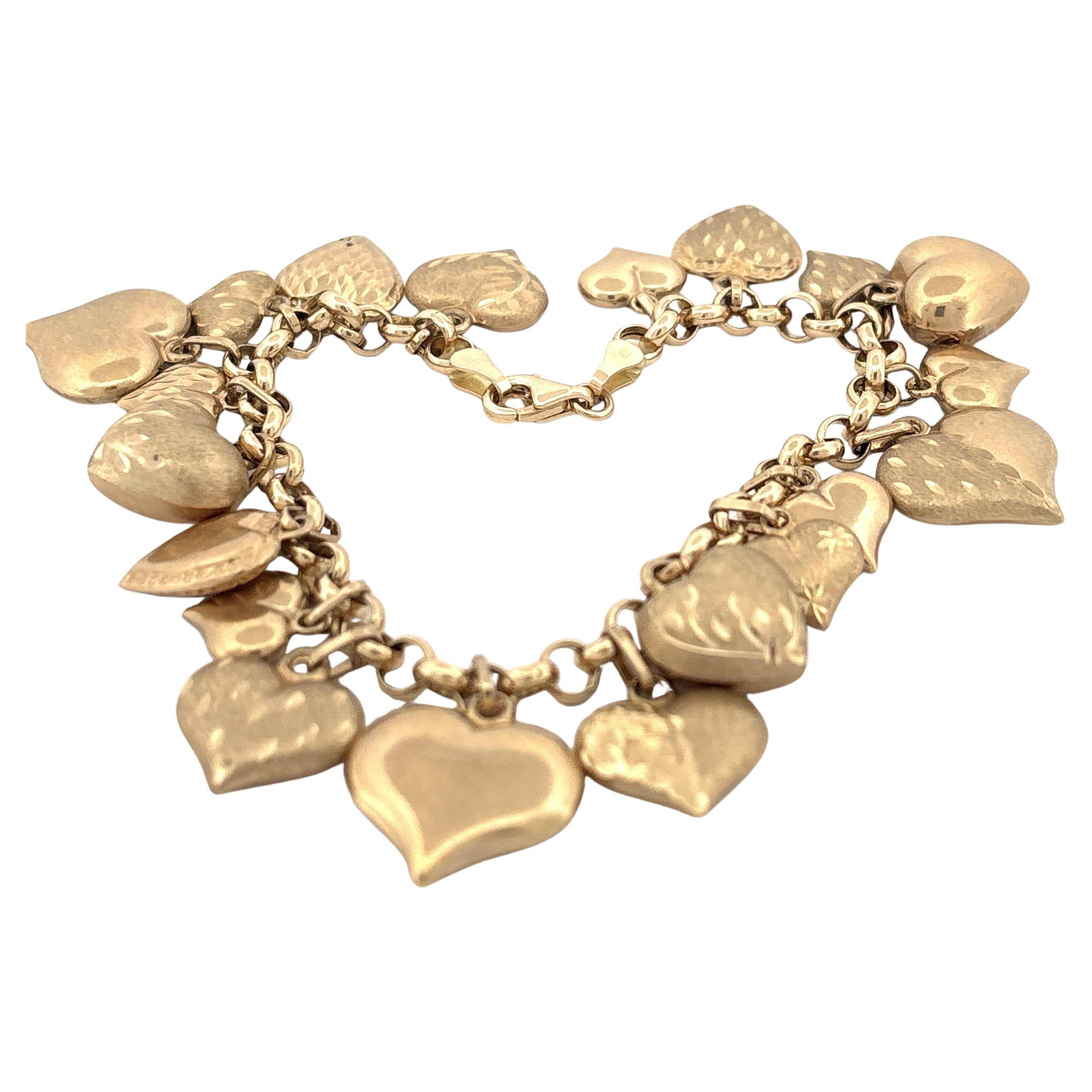 14K Heart Charm Bracelet