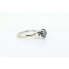 14k Heart Diamond Cut Solitaire ring. 14k white gold Heart Cut BLACK diamond.
