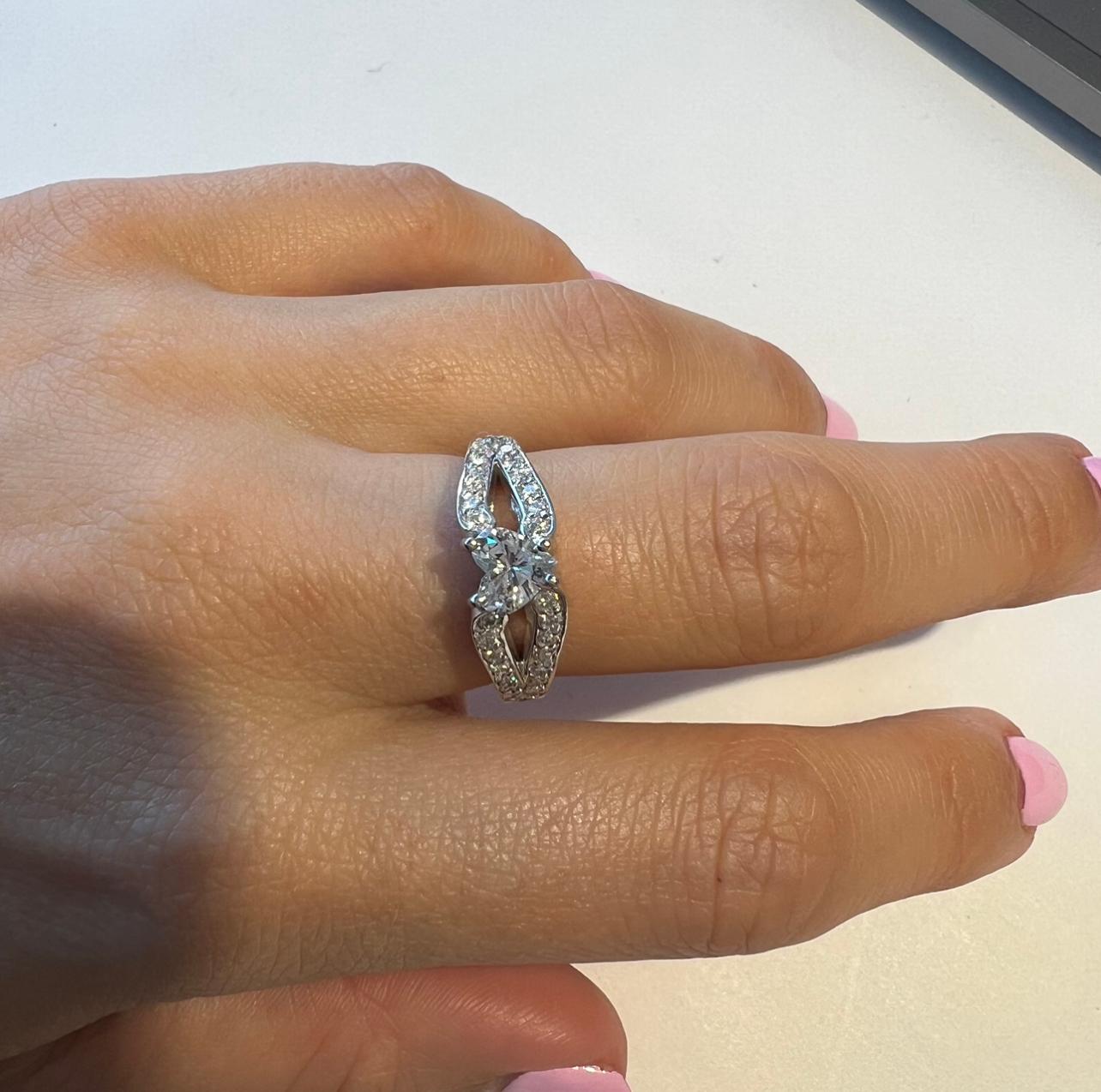 Art Deco 14k Heart Shape Diamond Ring For Sale