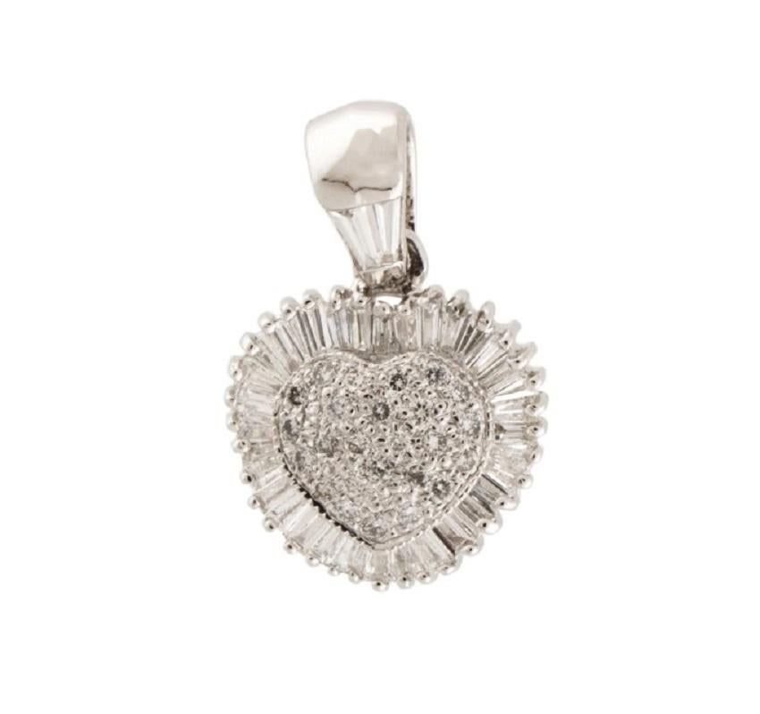 Heart Cut 14k Heart Shaped Elegant Diamond Pendant Necklace For Sale