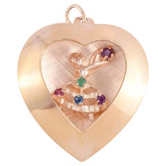 Vintage 14K Heart with Dancer Charm or Pendant