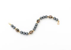 14K Hematite & Inlaid Onyx Bead Bracelet
