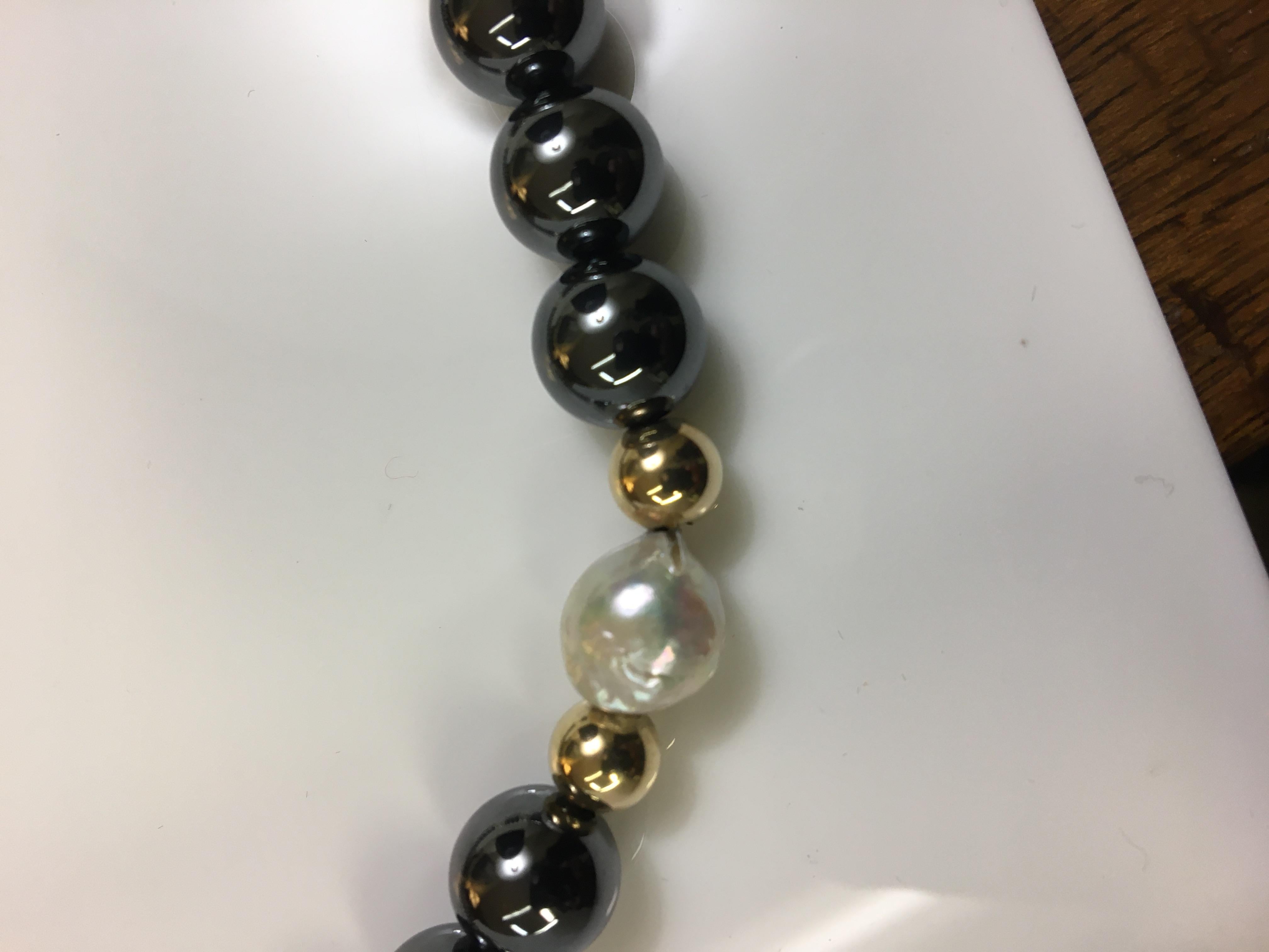 hematite pearl necklace