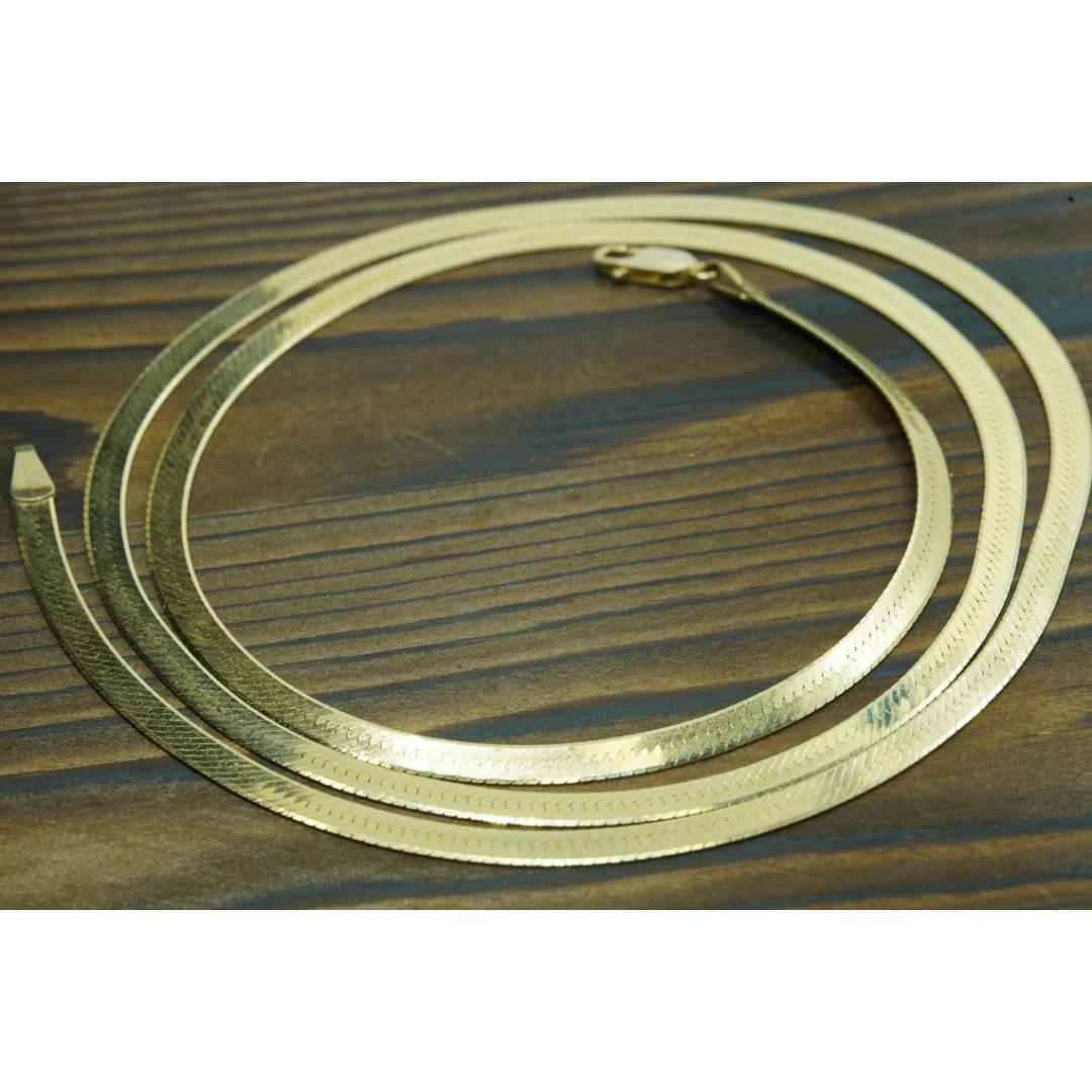 Collana a catena a spina di pesce 14k. Collana lucida in 14k 4mm 29in 18.7grammi in vendita 1