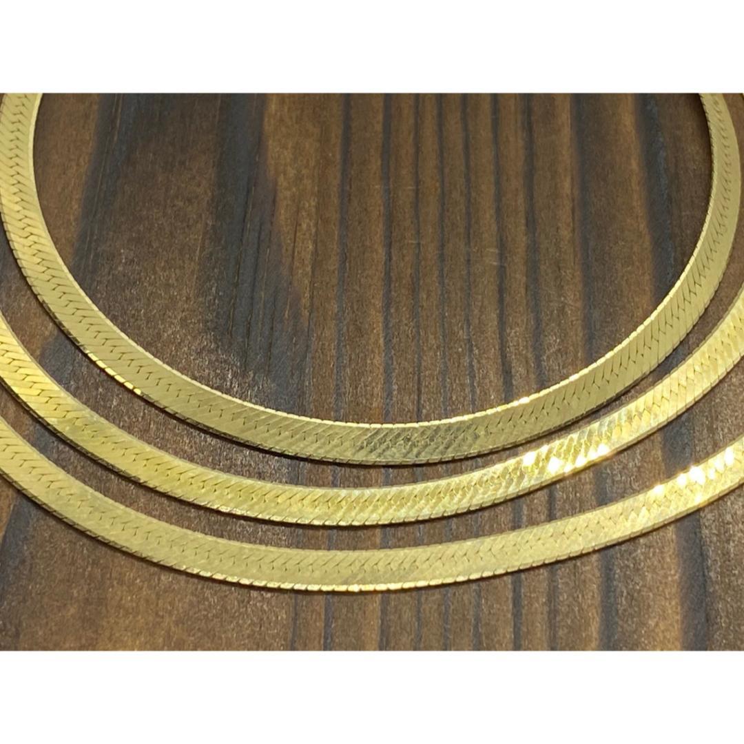 Collana a catena a spina di pesce 14k. Collana lucida in 14k 4mm 29in 18.7grammi in vendita 2