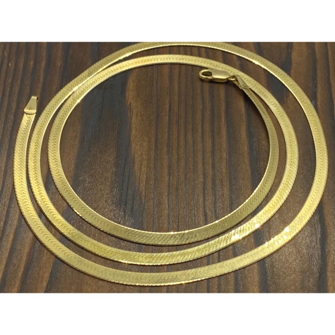 Collana a catena a spina di pesce 14k. Collana lucida in 14k 4mm 29in 18.7grammi in vendita 3