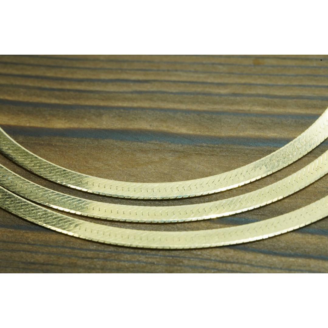 Collana a catena a spina di pesce 14k. Collana lucida in 14k 4mm 29in 18.7grammi in vendita 5