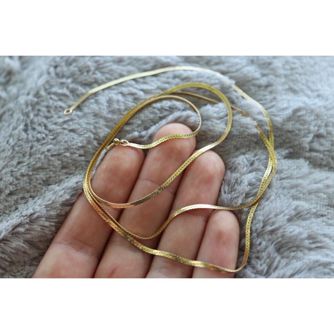 14k Fischgrätenkette Halskette. 14k Gelbgold Lange Kette mit Fischgräten. 2mm 30in 2