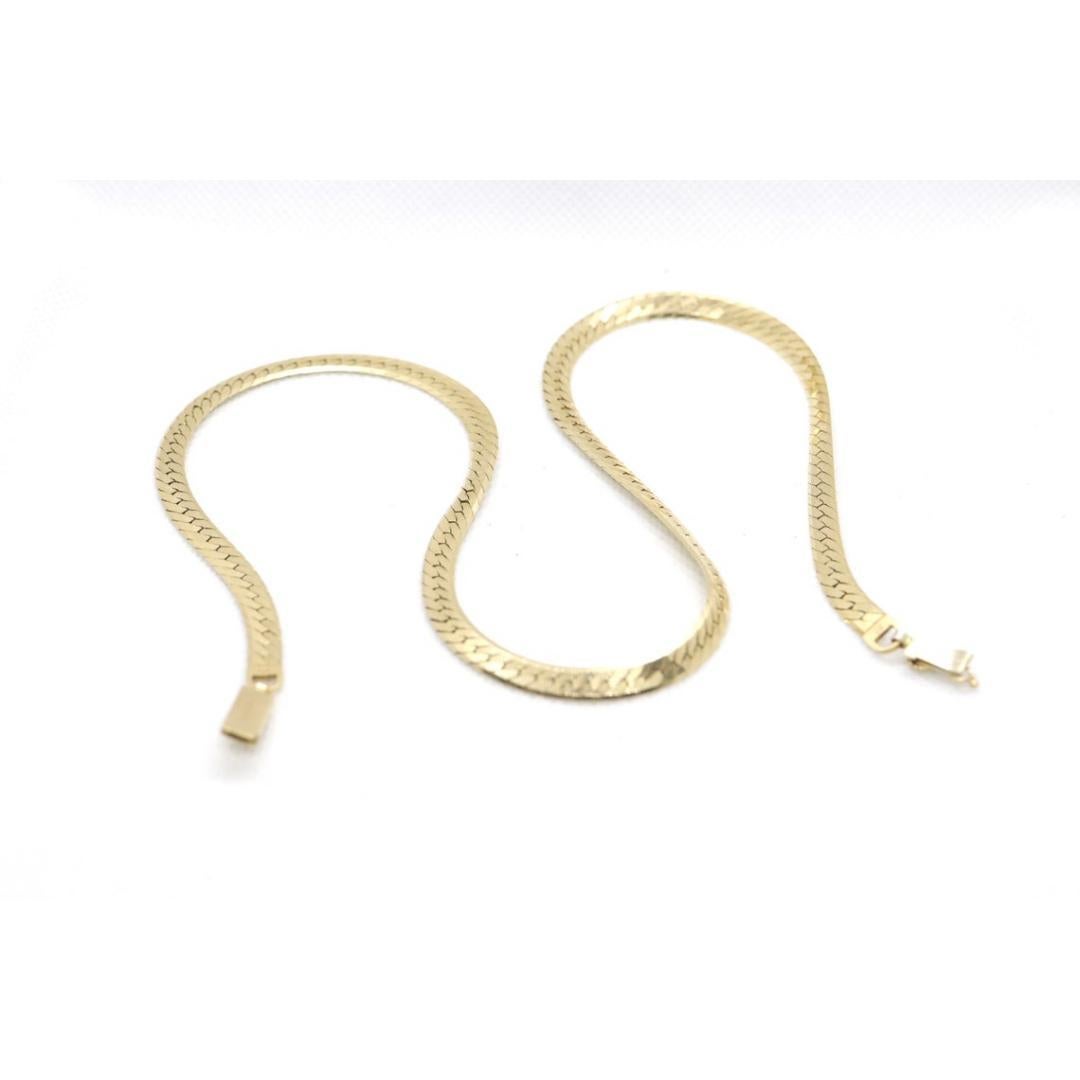 14k Herringbone Chain Necklace 5mm 19in 19.2 grams. Made by ACA Italy In Good Condition For Sale In Port Charlotte, FL