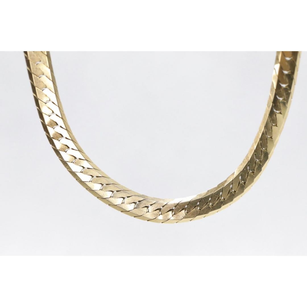 14k Herringbone Chain Necklace 5mm 19in 19.2 grams. Made by ACA Italy For Sale 2