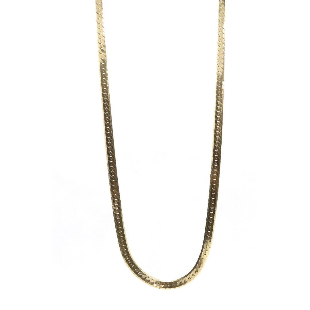 14k Herringbone Chain Necklace 5mm 19in 19.2 grams. Made by ACA Italy For Sale 3